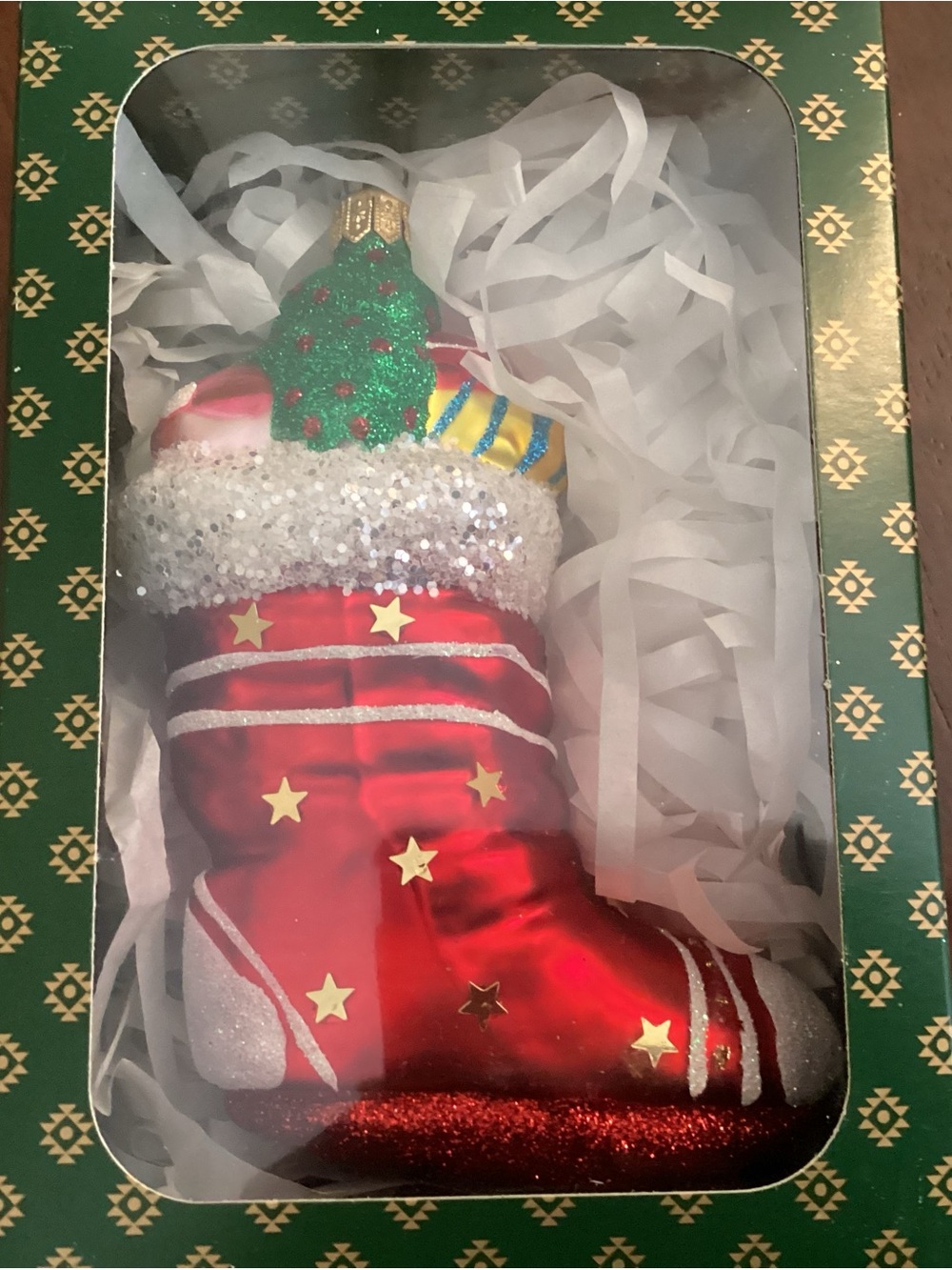 StarGlass Poland Glass Red Stocking Ornament